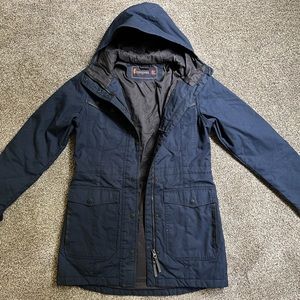 Cotopaxi Women’s Long Jacket with hood.
